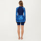 2-Piece Long Sleeve Swim Set with Printed Peplum Top and Bike Shorts