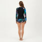 2-Piece Long Sleeve Rash Guard Swim Set with Printed Sleeves and Drawstring Shorts