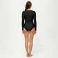 Long Sleeve Zip Front One Piece Swimsuit with Ruched Side Panels