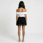Mini Skirt with Elastic Waist Pleated Design and Lace Trim Lightweight Summer Casual Skirt
