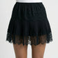 Mini Skirt with Elastic Waist Pleated Design and Lace Trim Lightweight Summer Casual Skirt