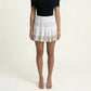 Mini Skirt with Elastic Waist Pleated Design and Lace Trim Lightweight Summer Casual Skirt