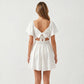 Sweetheart Twist Front Mini Dress with Flutter Sleeves Smocked Back Flowy A Line Silhouette