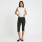 Polka Dot Capri Pants Mid Rise Stretch Fit Cropped Length Slim Silhouette