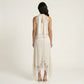 2-Piece Set Sleeveless High Neck Lace Trim Top and Asymmetrical Hem Midi Skirt