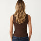 Sleeveless Ribbed Knit Button Front Tank Top Fitted Stretch Casual Summer Layering Top