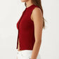Sleeveless Ribbed Knit Button Front Tank Top Fitted Stretch Casual Summer Layering Top