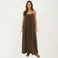 Sleeveless Spaghetti Strap Maxi Dress with Flowing Relaxed Silhouette Lightweight Fabric