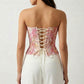 Strapless Lace Corset Top Structured Boned Bustier Peplum Hem Shaping Bodice Statement Top