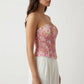 Strapless Lace Corset Top Structured Boned Bustier Peplum Hem Shaping Bodice Statement Top