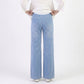 High Waist Wide Leg Denim Pants with Pull On Elastic Waist Stretch Fit Relaxed Silhouette