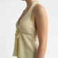 Lace Halter Neck Sleeveless Top with Tie Front Detail Stretch Smocked Back