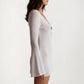 Crochet Cover Up Mini Dress with Long Bell Sleeves Deep V Neck Sheer Knit Swim Cover Up