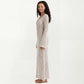 Crochet Cover Up Maxi Dress with Long Bell Sleeves Deep V Neck Sheer Knit Swim Cover Up