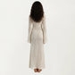 Crochet Cover Up Maxi Dress with Long Bell Sleeves Deep V Neck Sheer Knit Swim Cover Up