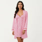 2-Piece Set Sleeveless Pajama Dress with V Neck and Long Sleeve Open Front Robe Striped Design