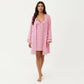 2-Piece Set Sleeveless Pajama Dress with V Neck and Long Sleeve Open Front Robe Striped Design