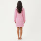 2-Piece Set Sleeveless Pajama Dress with V Neck and Long Sleeve Open Front Robe Striped Design