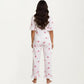 2-Piece Set V Neck Tie Front Pajama Top with Ruffle Sleeve Detail and Pants Printed Sleepwear Set