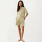 2-Piece Set Short Sleeve Button Down Pajama Top with Notch Collar and Relaxed Fit Shorts