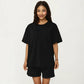 2-Piece Set Oversized Short Sleeve Crew Neck Pajama Top with Relaxed Fit Shorts Sleepwear Set