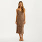 Modal Pajama Dress Sleeveless Spaghetti Strap Midi Sleepwear Nightgown with Printed Pattern