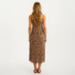 Modal Pajama Dress Sleeveless Spaghetti Strap Midi Sleepwear Nightgown with Printed Pattern
