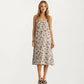 Modal Pajama Dress Sleeveless Spaghetti Strap Midi Sleepwear Nightgown with Printed Pattern