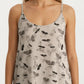 Modal Pajama Dress Sleeveless Spaghetti Strap Midi Sleepwear Nightgown with Printed Pattern