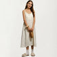 Sleeveless Pajama Dress with Spaghetti Straps Loose Fit Midi Sleepwear Nightgown with Allover Print