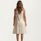 Sleeveless Pajama Dress with Spaghetti Straps Tie Front Ruffle Trim Nightgown Relaxed Fit Sleepwear