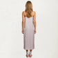 Satin Pajama Dress Sleeveless Spaghetti Strap Midi Sleepwear Nightgown with Relaxed Fit Dress