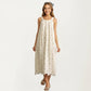 Sleeveless Pajama Dress with Scoop Neck Loose Fit Midi Sleepwear Nightgown with Printed Pattern