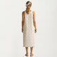 Sleeveless Pajama Dress with Scoop Neck Loose Fit Midi Sleepwear Nightgown with Printed Pattern