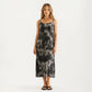 Tie Dye Sleeveless Pajama Dress with Spaghetti Straps Relaxed Fit Midi Lounge Sleepwear Nightgown