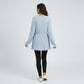 Maternity Ribbed Knit Long Sleeve Tunic Top with Button Front V Neck Empire Waist Shirt