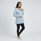 Maternity Ribbed Knit Long Sleeve Tunic Top with Button Front V Neck Empire Waist Shirt