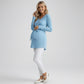 Maternity Ribbed Knit Long Sleeve Tunic Top with V Neck Tie Waist Soft Stretch Shirt