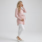 Maternity Ribbed Knit Long Sleeve Tunic Top with V Neck Tie Waist Soft Stretch Shirt