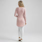 Maternity Ribbed Knit Long Sleeve Tunic Top with V Neck Tie Waist Soft Stretch Shirt