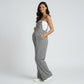 Maternity Gingham Wide Leg Jumpsuit with Adjustable Straps Square Neck Loose Fit Overalls