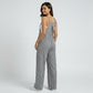 Maternity Gingham Wide Leg Jumpsuit with Adjustable Straps Square Neck Loose Fit Overalls