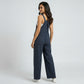 Maternity Gingham Wide Leg Jumpsuit with Adjustable Straps Square Neck Loose Fit Overalls