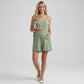 Maternity Sleeveless Tie Side Romper with Adjustable Straps Loose Fit Soft Stretch Jumpsuit