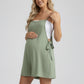 Maternity Sleeveless Tie Side Romper with Adjustable Straps Loose Fit Soft Stretch Jumpsuit