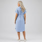Maternity Button Down Shirt Dress with Adjustable Tie Waist Collared Midi Dress