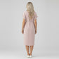 Maternity Button Down Shirt Dress with Adjustable Tie Waist Collared Midi Dress
