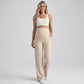 High Waist Maternity Wide Leg Pants with Over Belly Panel Front Seam Stretch Lounge Pants