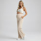 High Waist Maternity Wide Leg Pants with Over Belly Panel Front Seam Stretch Lounge Pants