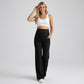 High Waist Maternity Wide Leg Pants with Over Belly Panel Front Seam Stretch Lounge Pants